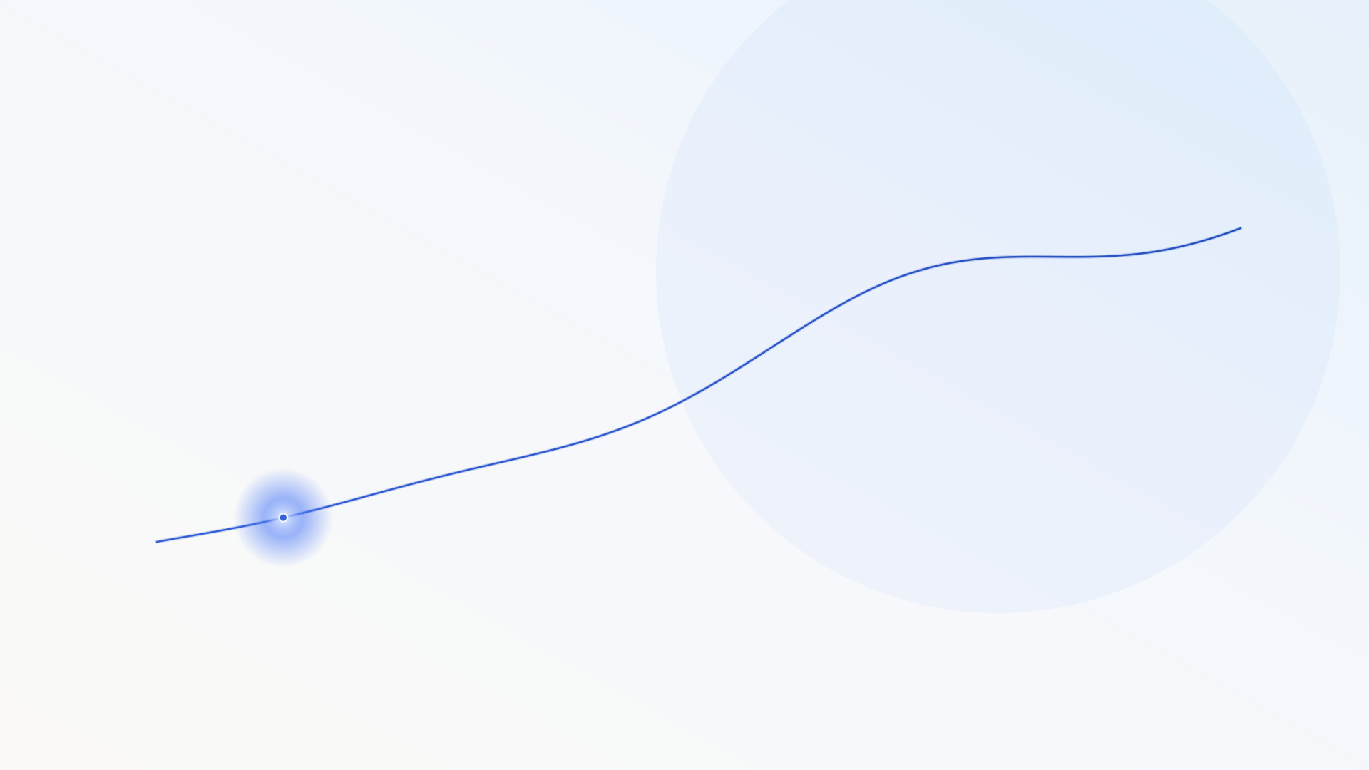 A single gently rising line with one glowing point marked near its start, the rest of the line continuing unmarked — visual metaphor for a decision made once, in advance.