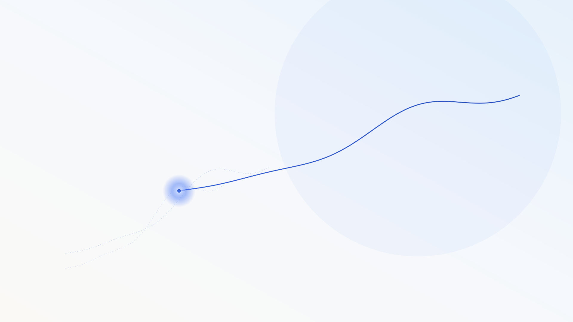 Several faded, older lines behind one bright new line starting partway up rather than from the bottom — visual metaphor for restarting a goal while carrying forward what earlier attempts already taught.